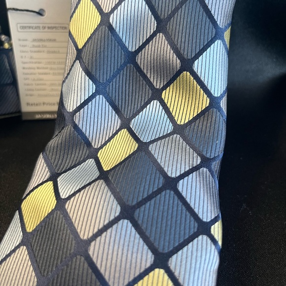 NWT-Silk Geometric Tie Set in Blue and Yellow - Picture 3 of 3